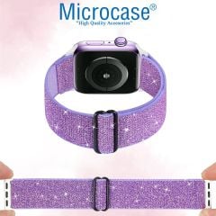 Microcase Apple Watch Series 10 46mm ile Uyumlu  Simli Esnek Hasır Örgü Kordon Kayış - KY44-2