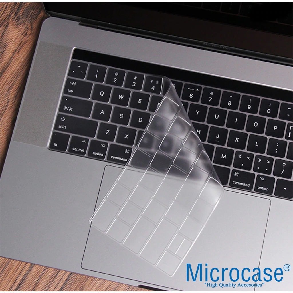 Microcase Macbook Pro 13 2020 A2251 - A2289 Silikon Klavye Koruması EU Türkçe Şeffaf