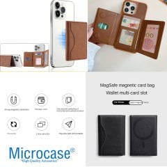 Microcase 6 Bölmeli Magsafe Özellikli Telefon Arkası Kartlık Suni Deri AL4852