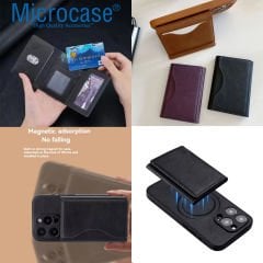 Microcase 6 Bölmeli Magsafe Özellikli Telefon Arkası Kartlık Suni Deri AL4852