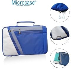Microcase Lenovo Tab TB311FU 2025 10.1 inch için Omuz Askılı El Tutacaklı Universal Sleeve Taşıma Çantası AL4346 Lacivert Krem Gri