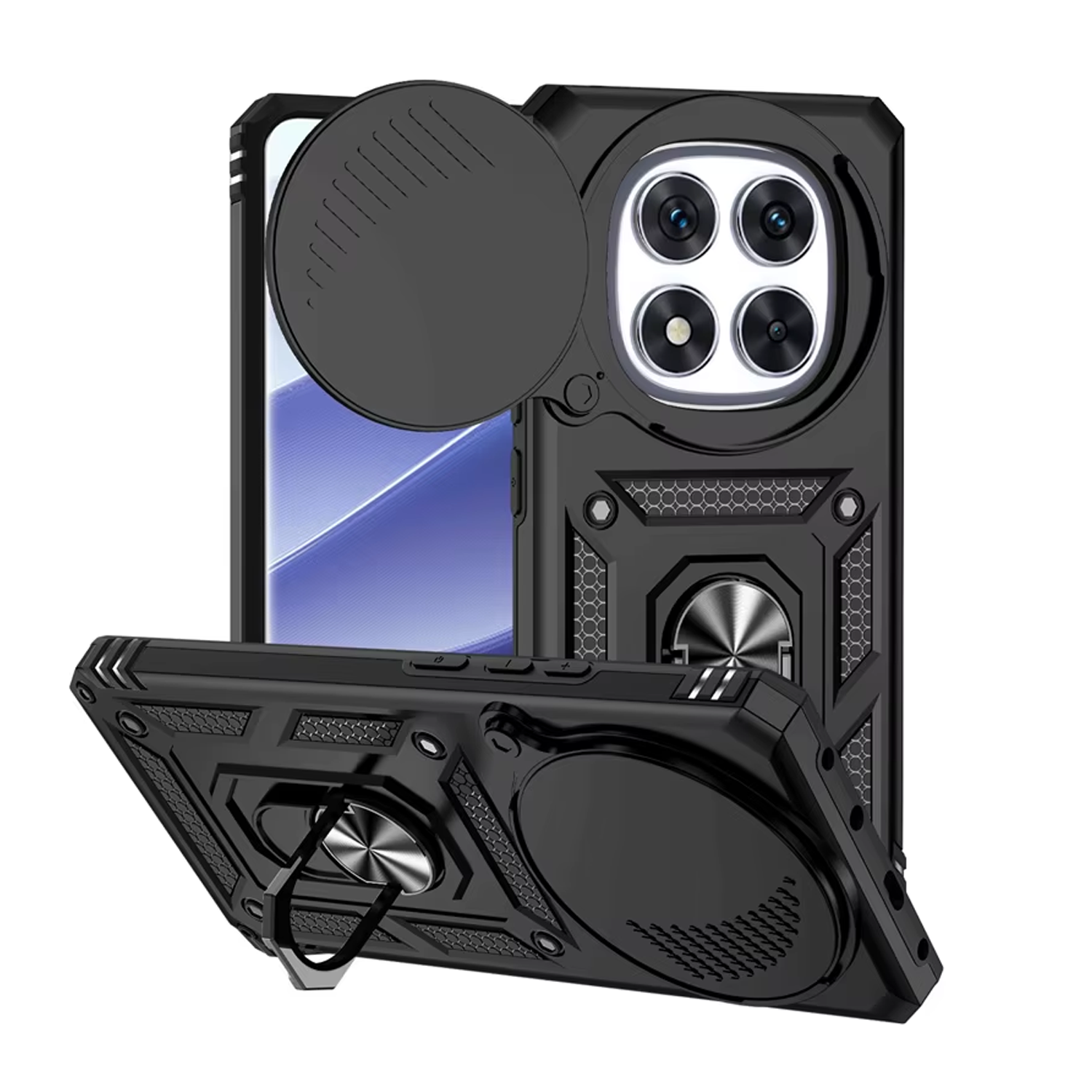 Microcase Xiaomi Redmi Note 15 Pro Plus QUBEC Serisi Kamera Kapaklı Yüzük Standlı Kılıf-AL5117