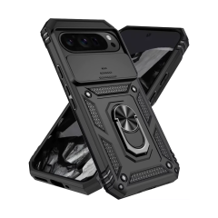 Microcase Google Pixel 10 Pro XL QUBEC Serisi Kamera Kapaklı Yüzük Standlı Kılıf-AL5117