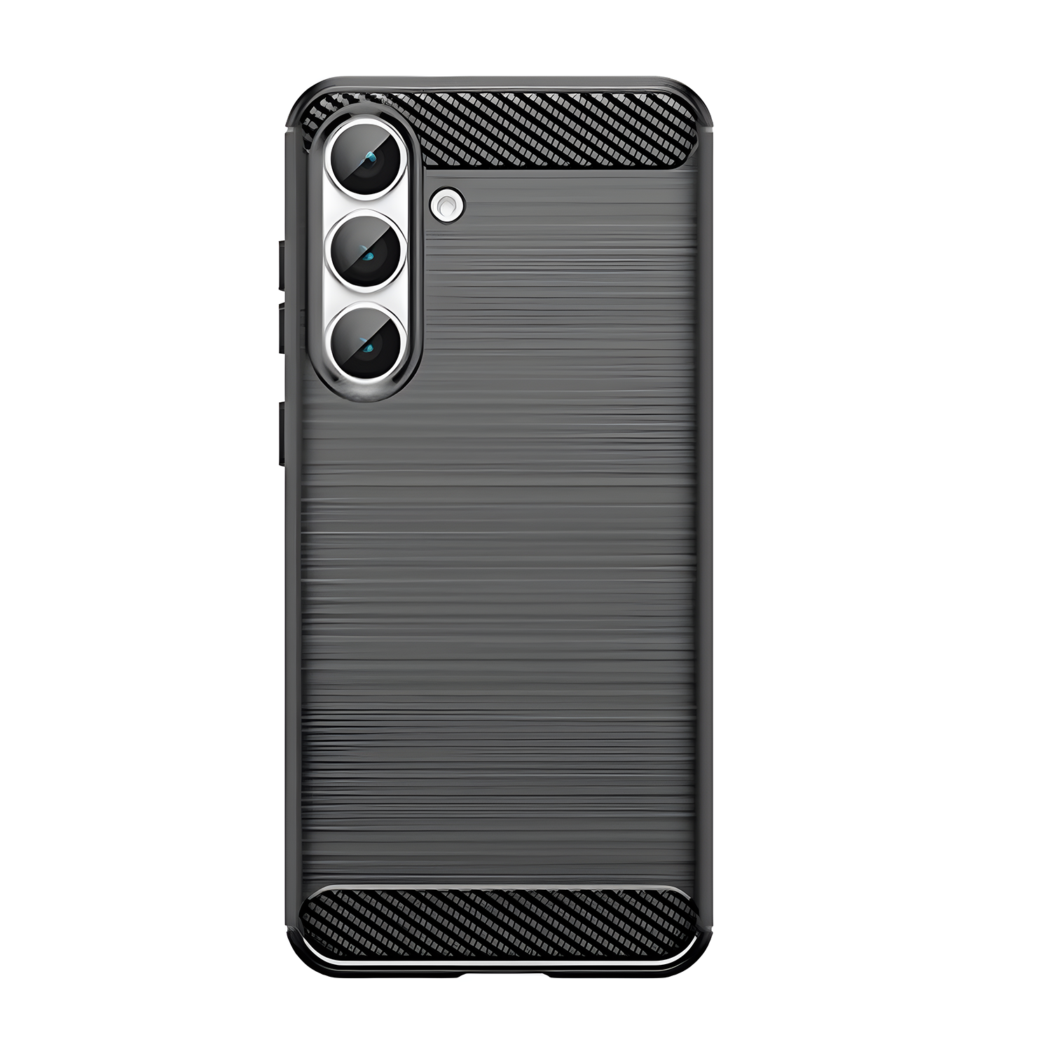 Microcase Samsung S25 FE ile Uyumlu Brushed Carbon Fiber Silikon Kılıf - Siyah AL3332