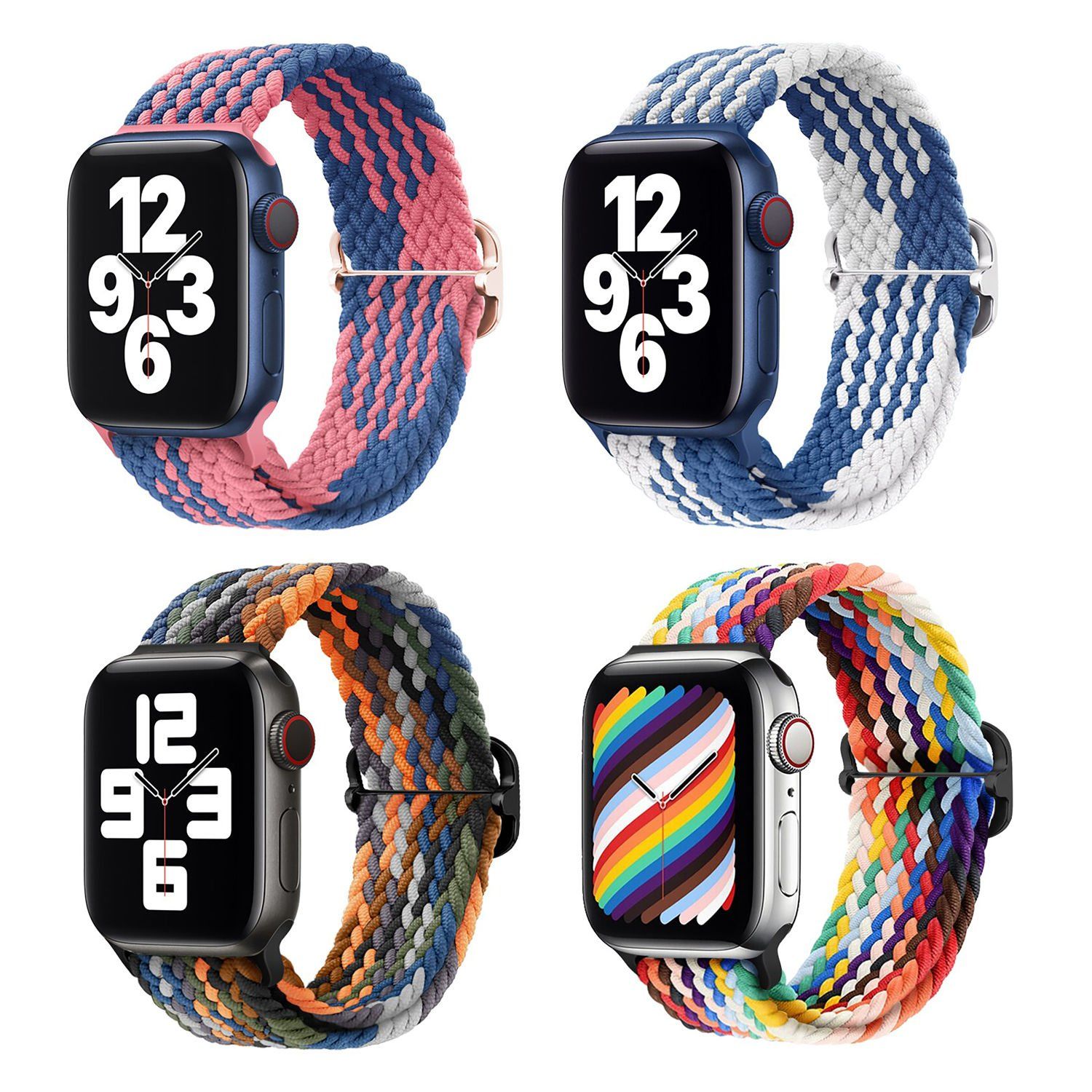 Microcase Apple Watch Series 10 42mm ile Uyumlu Esnek Örgülü Kumaş Kordon Kayış - KY45-1