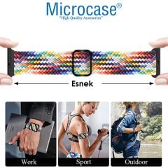 Microcase Apple Watch Series 10 42mm ile Uyumlu Esnek Örgülü Kumaş Kordon Kayış - KY45-1