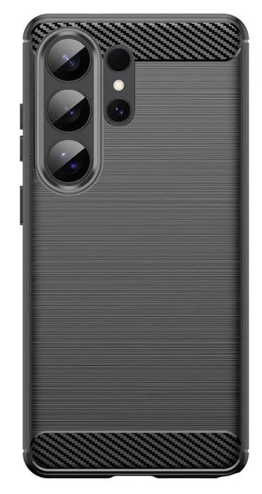 Microcase Samsung S26 Ultra ile Uyumlu Brushed Carbon Fiber Silikon Kılıf - Siyah AL3332