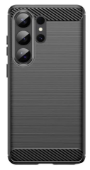 Microcase Samsung S26 Ultra ile Uyumlu Brushed Carbon Fiber Silikon Kılıf - Siyah AL3332