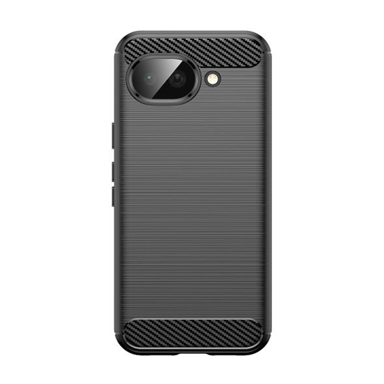Microcase Google Pixel 10a ile Uyumlu Brushed Carbon Fiber Silikon Kılıf - Siyah AL3332