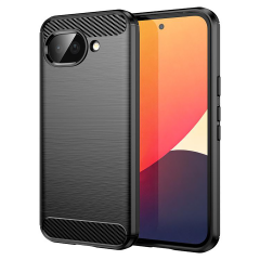 Microcase Google Pixel 10a ile Uyumlu Brushed Carbon Fiber Silikon Kılıf - Siyah AL3332