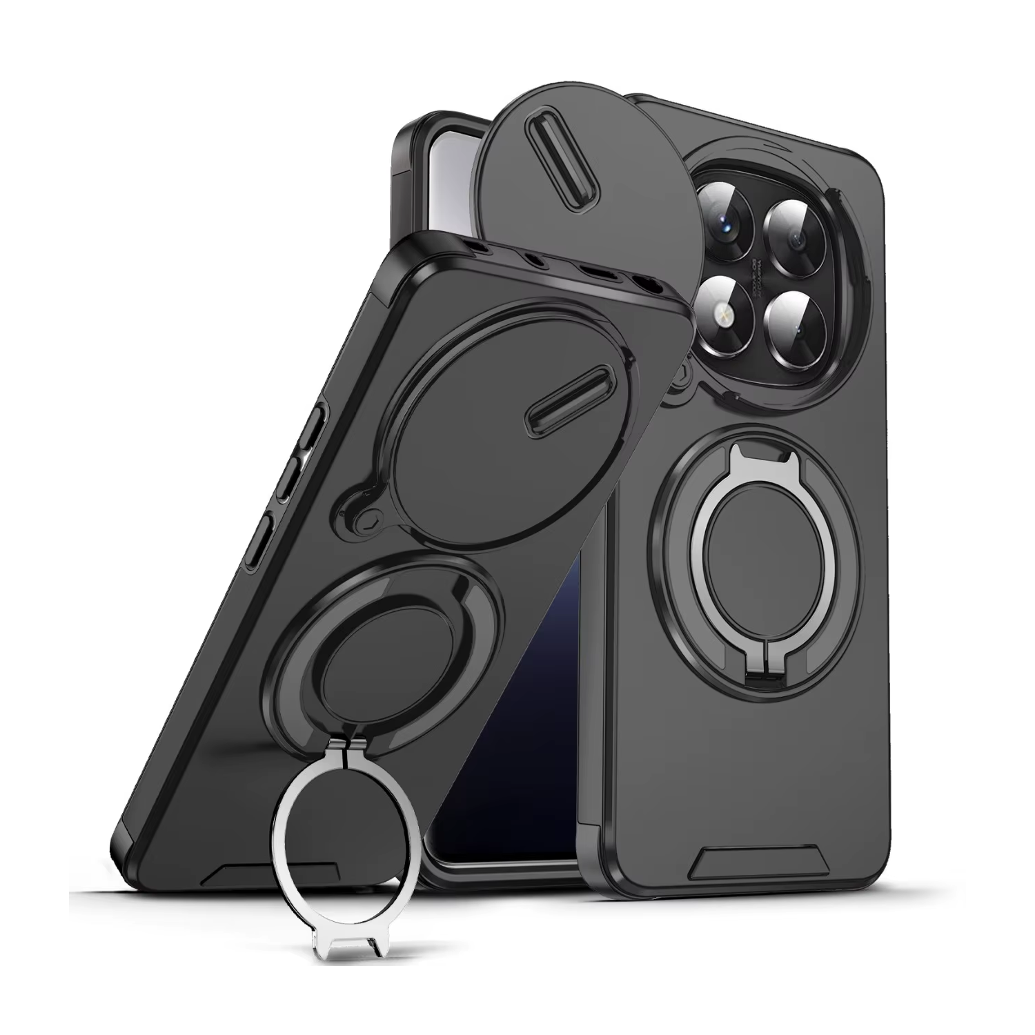 Microcase Xiaomi Redmi Note 15 ile Uyumlu Kamera Kapaklı Yüzük Standlı Kılıf-AL5129