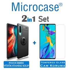Huawei P30 Focus Yüzük Standlı Kılıf + CAM (SEÇİN)