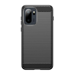 Microcase Oneplus ACE 6 / Oneplus 15R ile Uyumlu Brushed Carbon Fiber Silikon Kılıf - Siyah AL3332