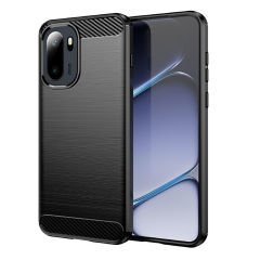 Microcase Oneplus ACE 6 / Oneplus 15R ile Uyumlu Brushed Carbon Fiber Silikon Kılıf - Siyah AL3332