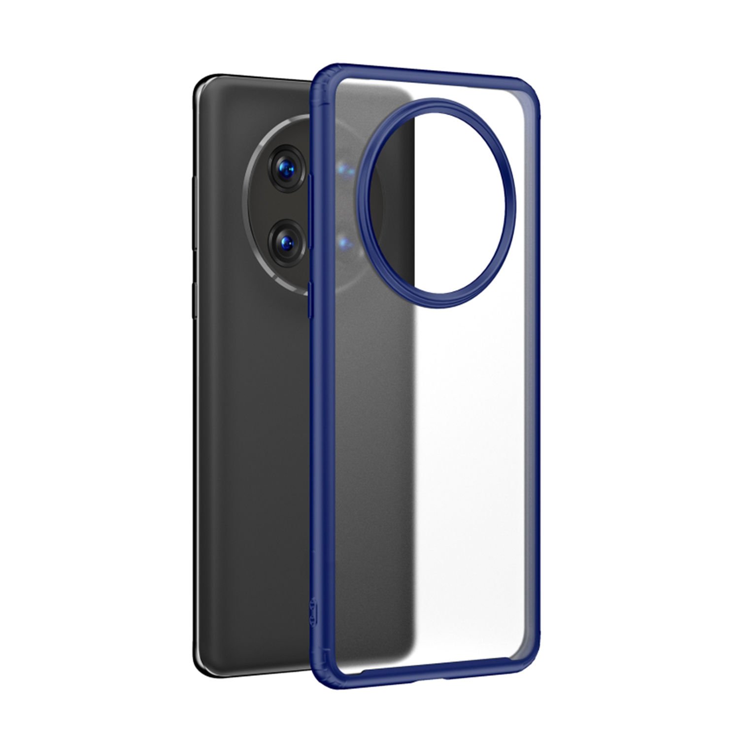 Microcase Huawei Mate 50 Pro Luna Serisi Köşe Korumalı Sert Rubber Kılıf - AL3422 Mavi