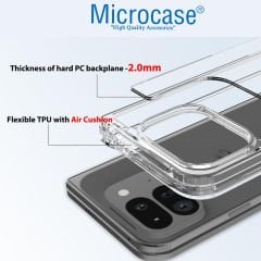 Microcase Google Pixel 9 Pro Fold ile Uyumlu  Sert Kristal Kapaklı Kılıf Şeffaf- AL3157