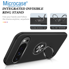 Microcase Google Pixel 10 ile Uyumlu Manyetik Mıknatıslı Yüzük Standlı Kılıf-AL5139