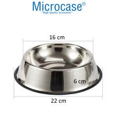 Microcase 2 Adet 22 cm 500 ml Kedi Köpek Metal Mama ve Su Kabı - AL3119