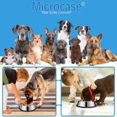 Microcase 2 Adet 22 cm 500 ml Kedi Köpek Metal Mama ve Su Kabı - AL3119