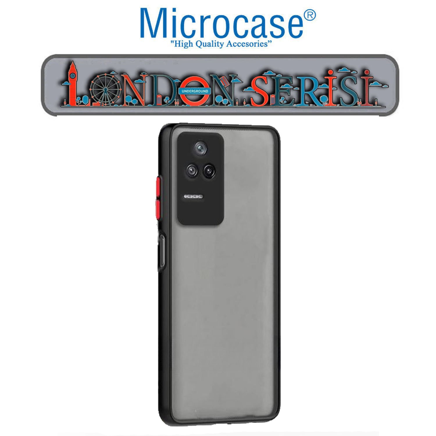 Microcase Xiaomi Poco F4 London Serisi Darbeye Dayanıklı Kılıf - Buzlu Siyah