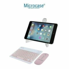 Microcase Samsung Tab Active 3 SM-T575  Uyumlu Tablet Çanta+Türkçe Bluetooth Klavye +Mouse+ Standı - Pembe AL8127