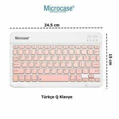 Microcase Samsung Tab Active 3 SM-T575  Uyumlu Tablet Çanta+Türkçe Bluetooth Klavye +Mouse+ Standı - Pembe AL8127