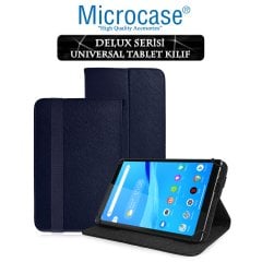 Microcase Lenovo Tab M8 TB-8505F Delüx Serisi Universal Standlı Deri Kılıf - Lacivert + Nano Esnek Ekran Koruma Filmi