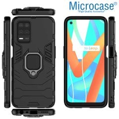 Microcase Realme 8 Pro Batman Serisi Yüzük Standlı Armor Kılıf - Siyah