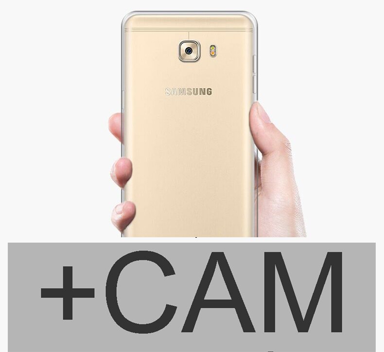 Samsung Galaxy C7 Pro 02 mm ince soft Silikon Kılıf + Cam
