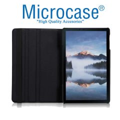 Microcase Samsung Galaxy Tab A7 T500 T505 T507 2020 10.4 360 Derece Döner Standlı Deri Kılıf Siyah