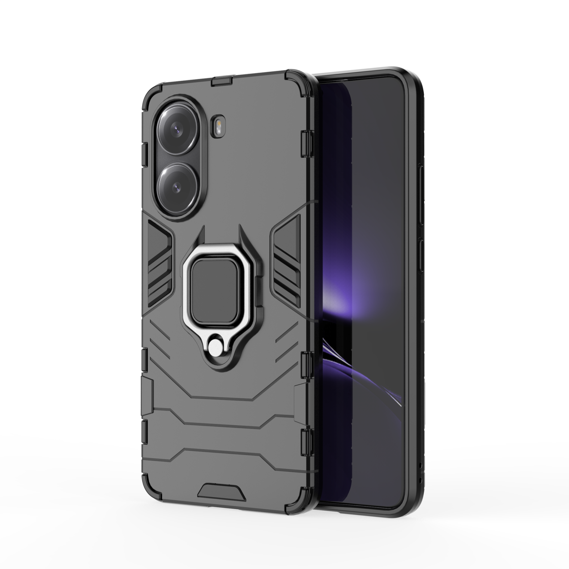 Microcase Xiaomi Redmi Turbo 4 5G/ Xiaomi Poco X7 Pro 5G ile Uyumlu Batman Serisi Yüzük Standlı Armor Kılıf - Siyah AL3349