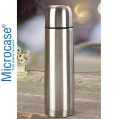 Microcase Deri Kılıflı Paslanmaz Çelik 750 ml 12 Saat Sıcak Soğuk Tutan Çay Kahve Su Termosu - AL3676 Gümüş