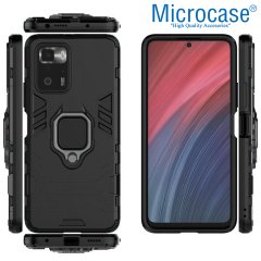 Microcase Xiaomi Poco X3 GT Batman Serisi Yüzük Standlı Armor Kılıf - Siyah