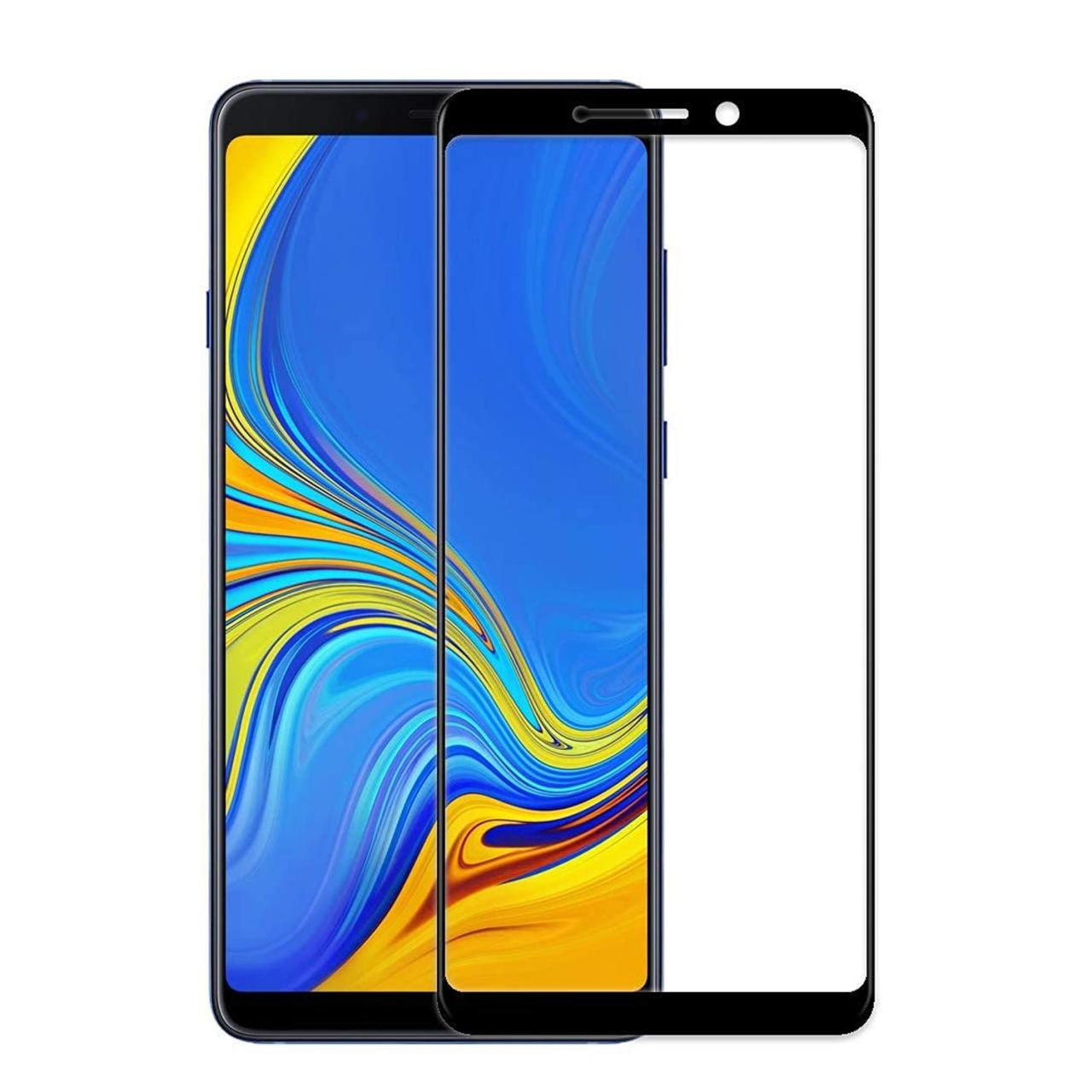 Microcase Samsung Galaxy A9 2018 Tam Kaplayan Çerçeveli Tempered Ekran Koruyucu - Siyah