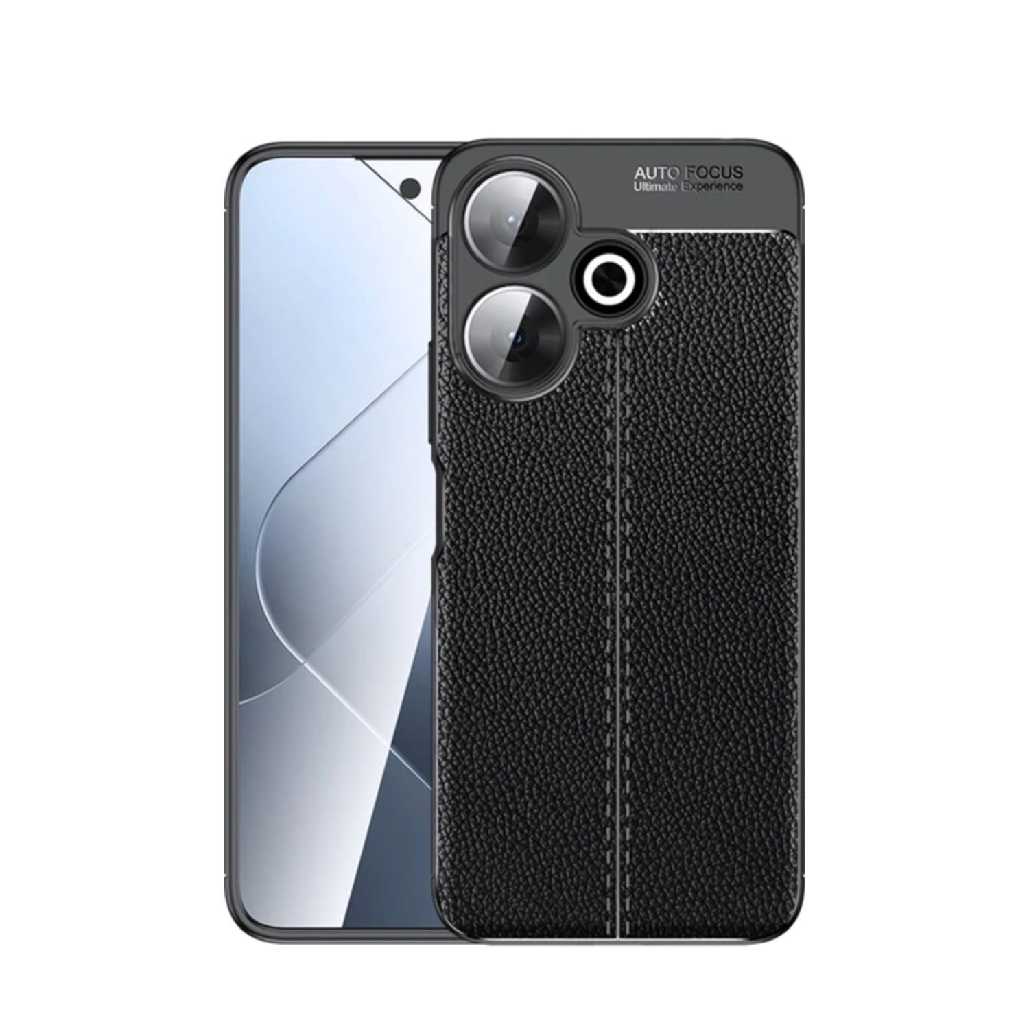 Microcase Xiaomi Redmi 13 ile  Uyumlu  Leather Serisi Deri Efekt Silikon Kılıf - Siyah Al3337