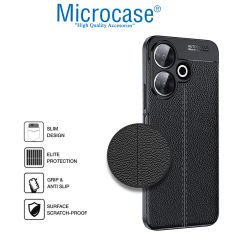 Microcase Xiaomi Redmi 13 ile  Uyumlu  Leather Serisi Deri Efekt Silikon Kılıf - Siyah Al3337