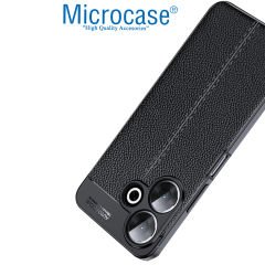 Microcase Xiaomi Redmi 13 ile  Uyumlu  Leather Serisi Deri Efekt Silikon Kılıf - Siyah Al3337