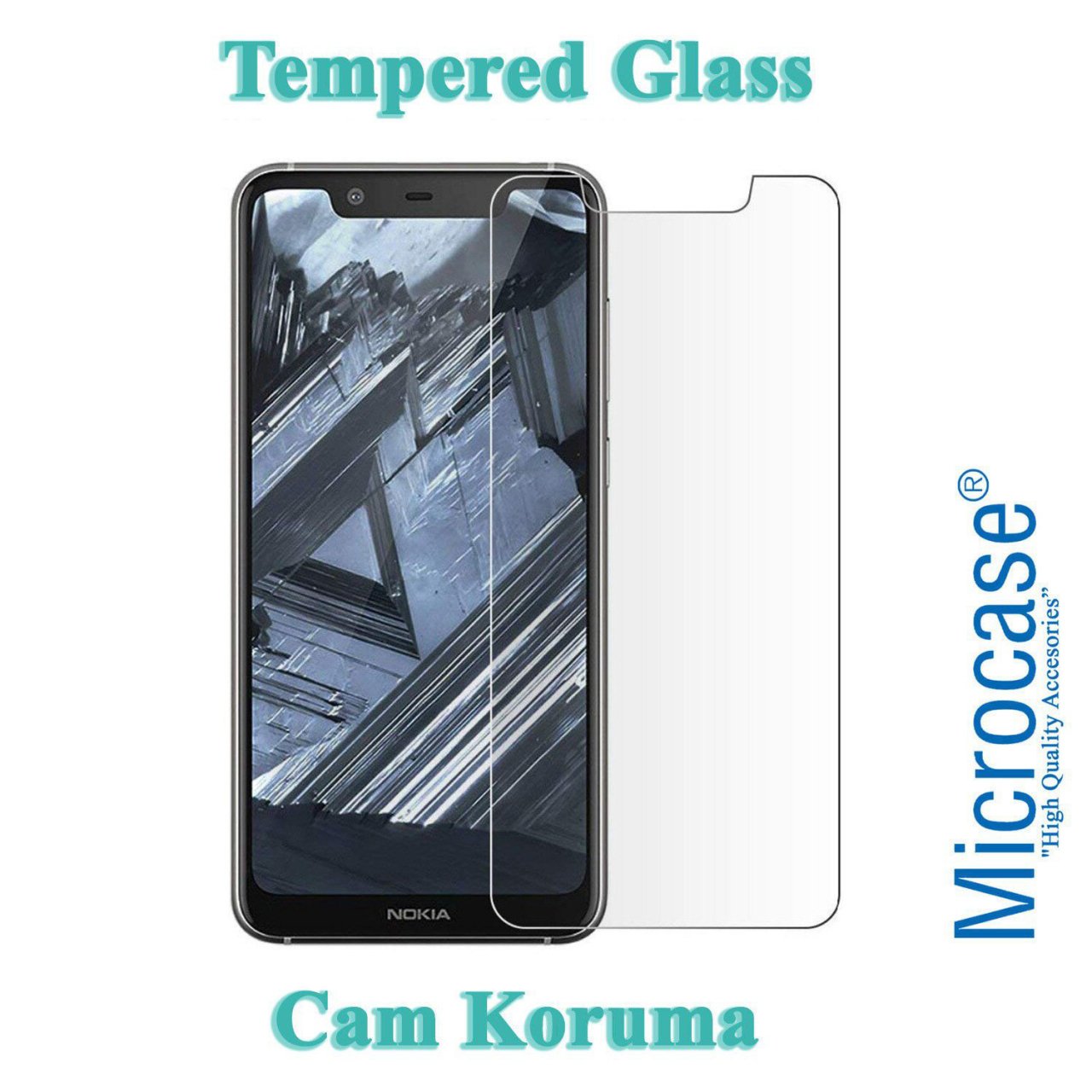 Microcase Nokia 5.1 Plus Tempered Glass Cam Ekran Koruma