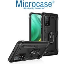 Microcase Xiaomi Mi 10T Anka Serisi Yüzük Standlı Armor Kılıf - Siyah
