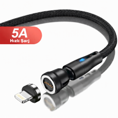 Microcase Universal 5A 540 Derece Döner Başlıklı Hızlı Manyetik Led Işıklı Şarj Kablosu AL4770