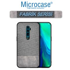 Microcase Oppo Reno 2 Fabrik Serisi Kumaş ve Deri Desen Kılıf - Gri