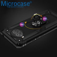 Microcase Xiaomi Mi 10T Lite Anka Serisi Yüzük Standlı Armor Kılıf - Siyah