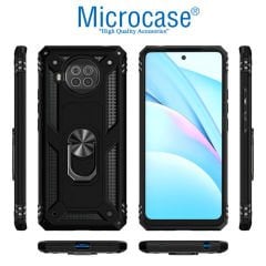 Microcase Xiaomi Mi 10T Lite Anka Serisi Yüzük Standlı Armor Kılıf - Siyah