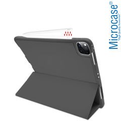 Microcase Apple iPad Pro 12.9 2021 Kalem Koymalı Standlı Deri Kılıf - Siyah