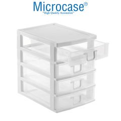 Microcase 4 Gözlü Plastik Çekmeceli Takı Bileklik Evrak Organizer - AL3186 Beyaz