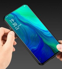 Microcase Oppo Reno 2 Fabrik Serisi Kumaş ve Deri Desen Kılıf - Siyah + Tempered Glass Cam Koruma