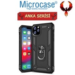 Microcase iPhone 11 Pro Max Anka Serisi Yüzük Standlı Armor Kılıf - Siyah