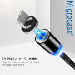 Microcase 3in1 iPhone Samsung Type-C Usb Manyetik Uçlu Mıknatıslı Şarj Kablosu 1 metre Siyah AL2532
