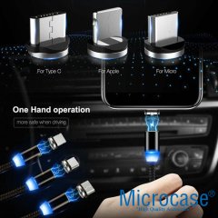 Microcase 3in1 iPhone Samsung Type-C Usb Manyetik Uçlu Mıknatıslı Şarj Kablosu 1 metre Siyah AL2532