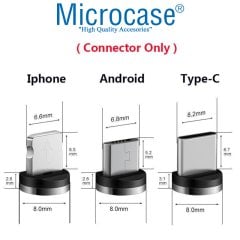 Microcase 3in1 iPhone Samsung Type-C Usb Manyetik Uçlu Mıknatıslı Şarj Kablosu 1 metre Siyah AL2532